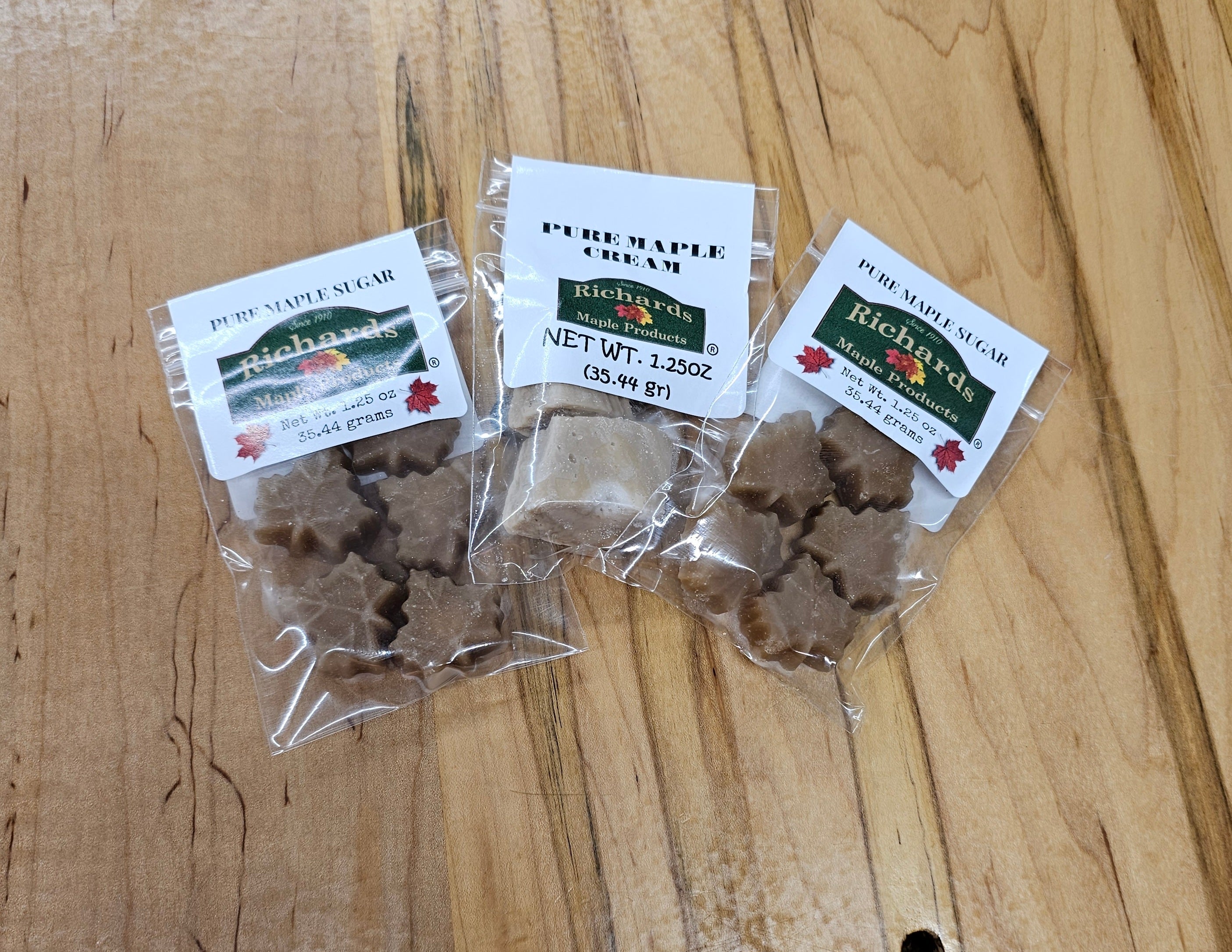 3 Pack 1.25oz Maple Sugar Candy Richards Maple Products
