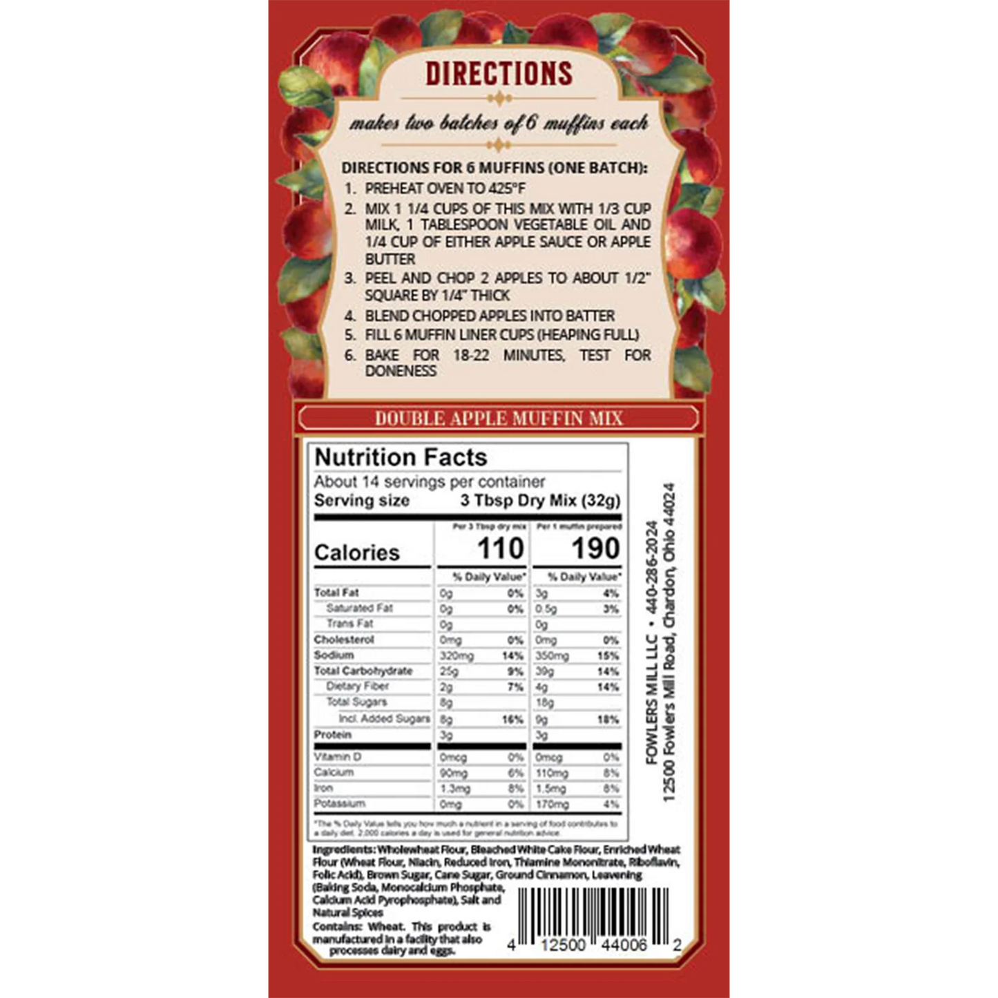 Fowler's Mill Double Apple Muffin Mix