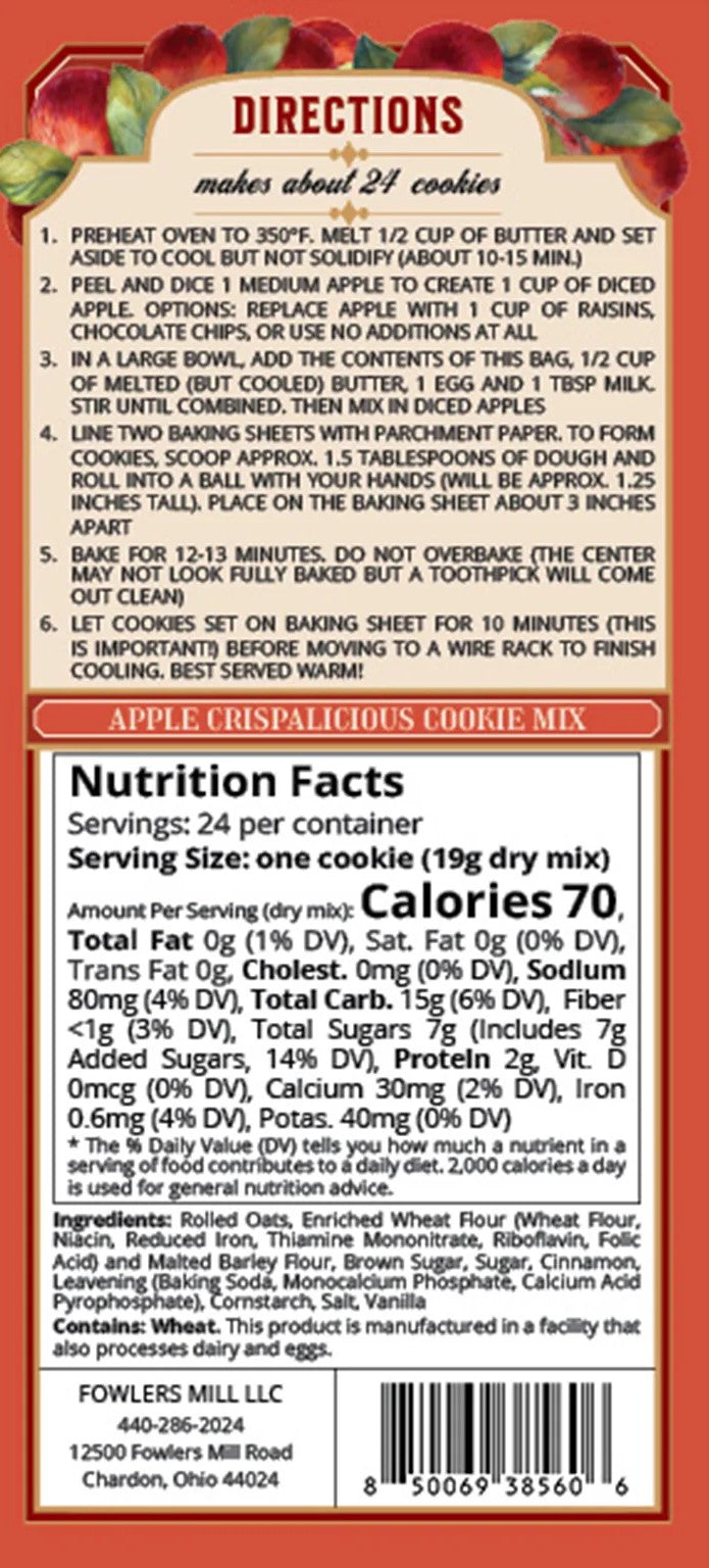 Fowler's Mill Apple Cinnamon Crispalicious Cookie Mix