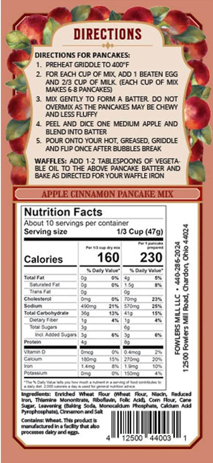 Fowler's Mill Apple Cinnamon Pancake Mix