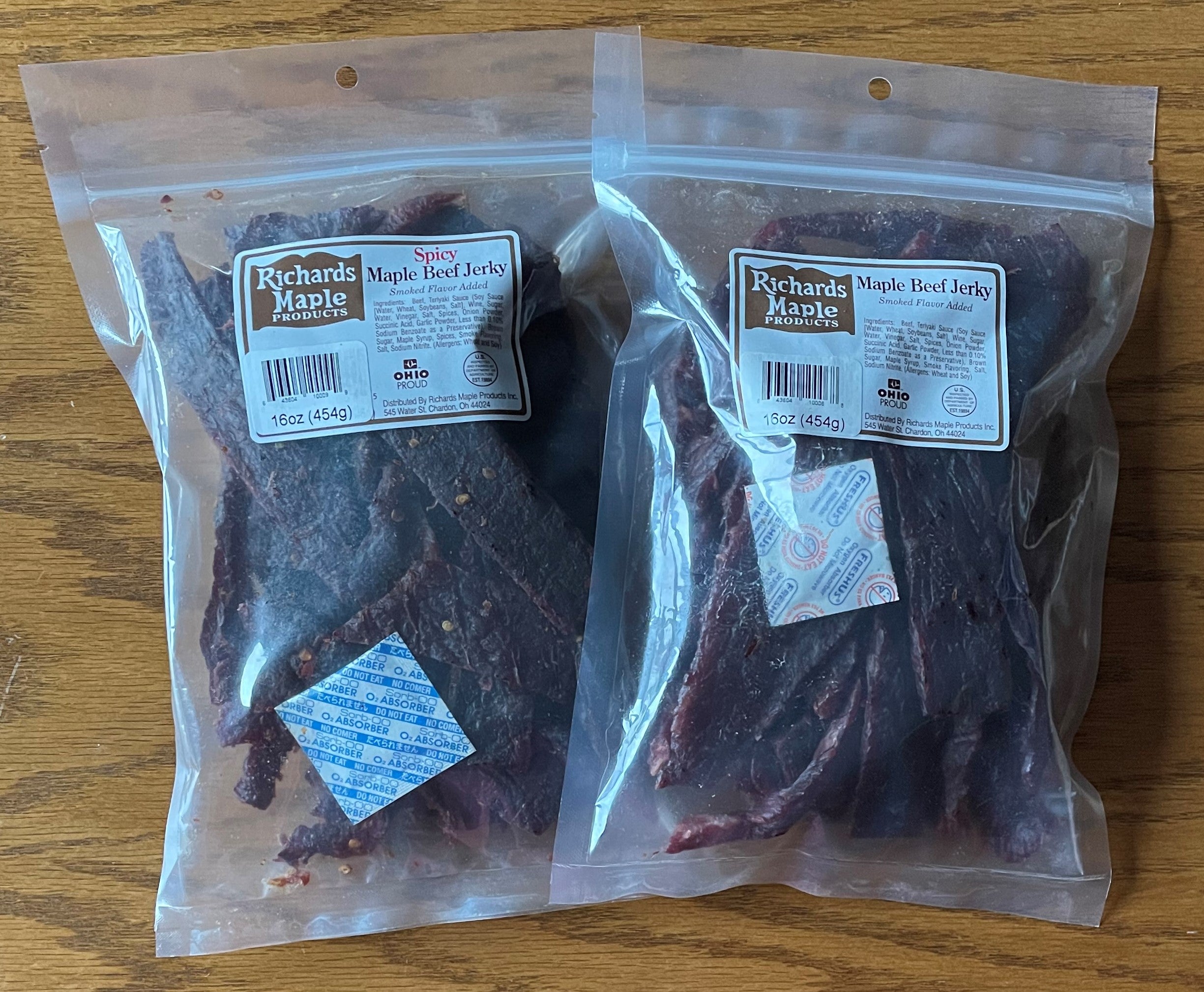 Maple Beef Jerky with Maple Syrup 1lb Bag Richards Maple Richards