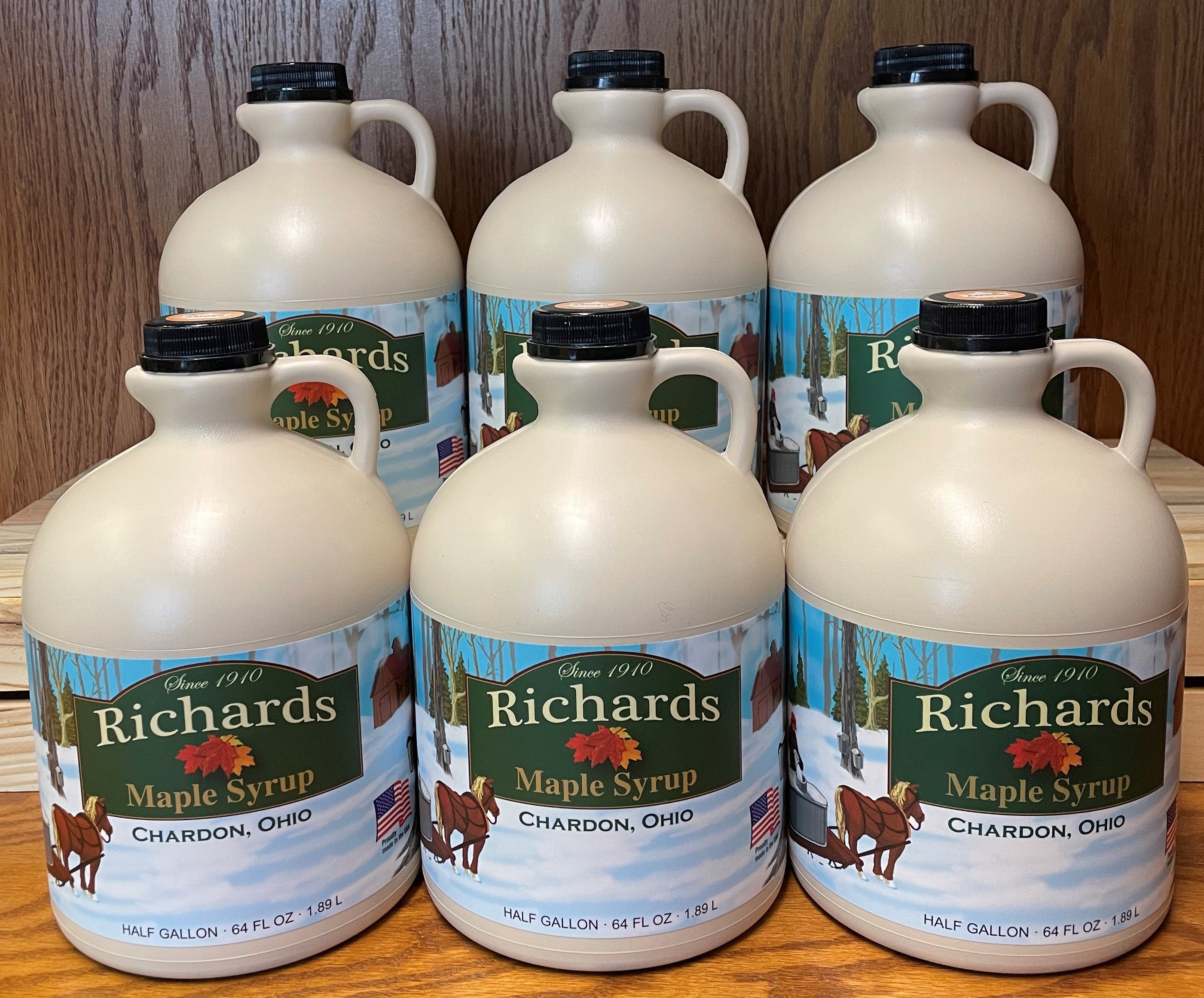 Pure Ohio Maple Syrup 6 Pack Half Gallon Jugs Richards Maple Products