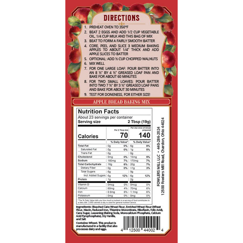 Fowler's Mill Apple Bread Mix