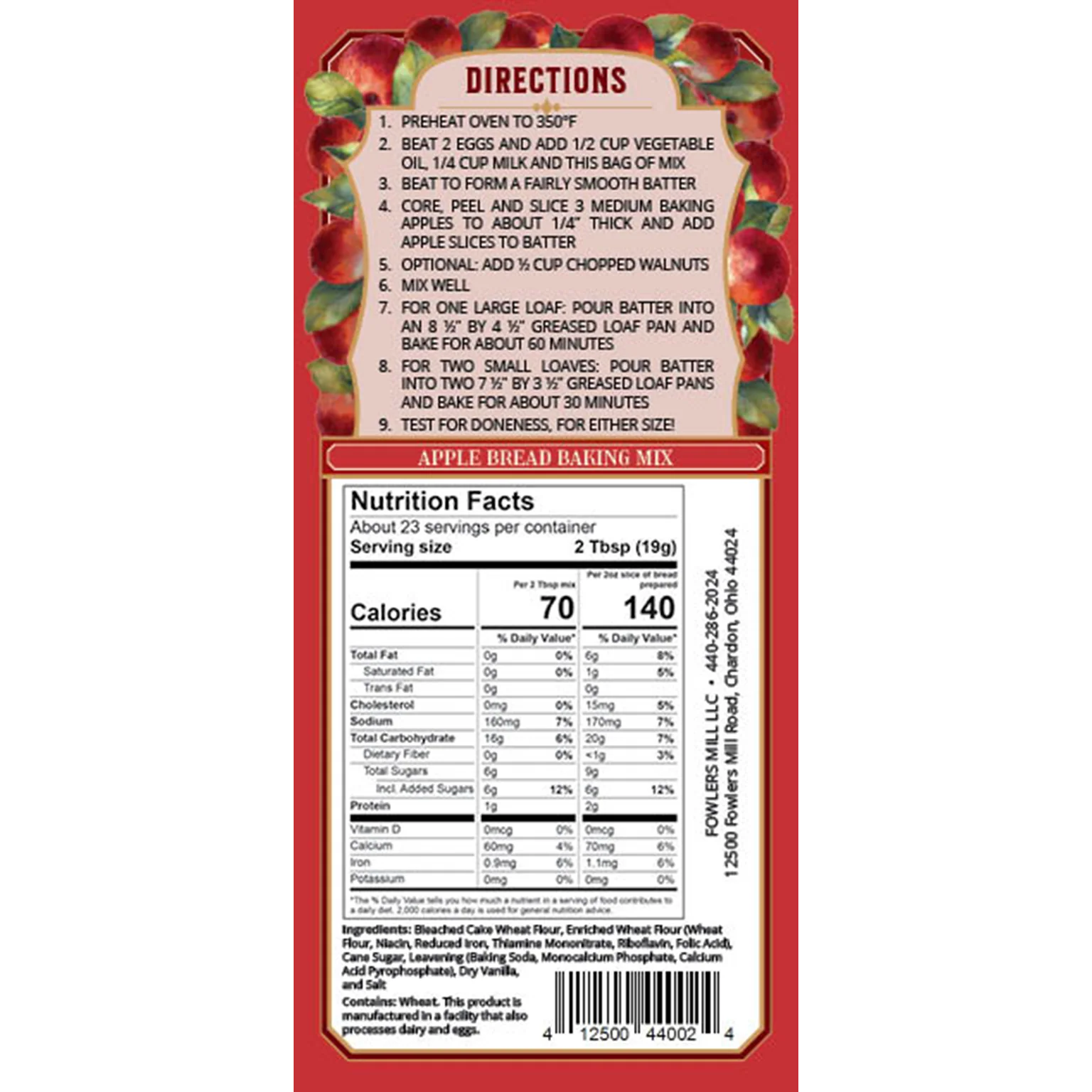 Fowler's Mill Apple Bread Mix