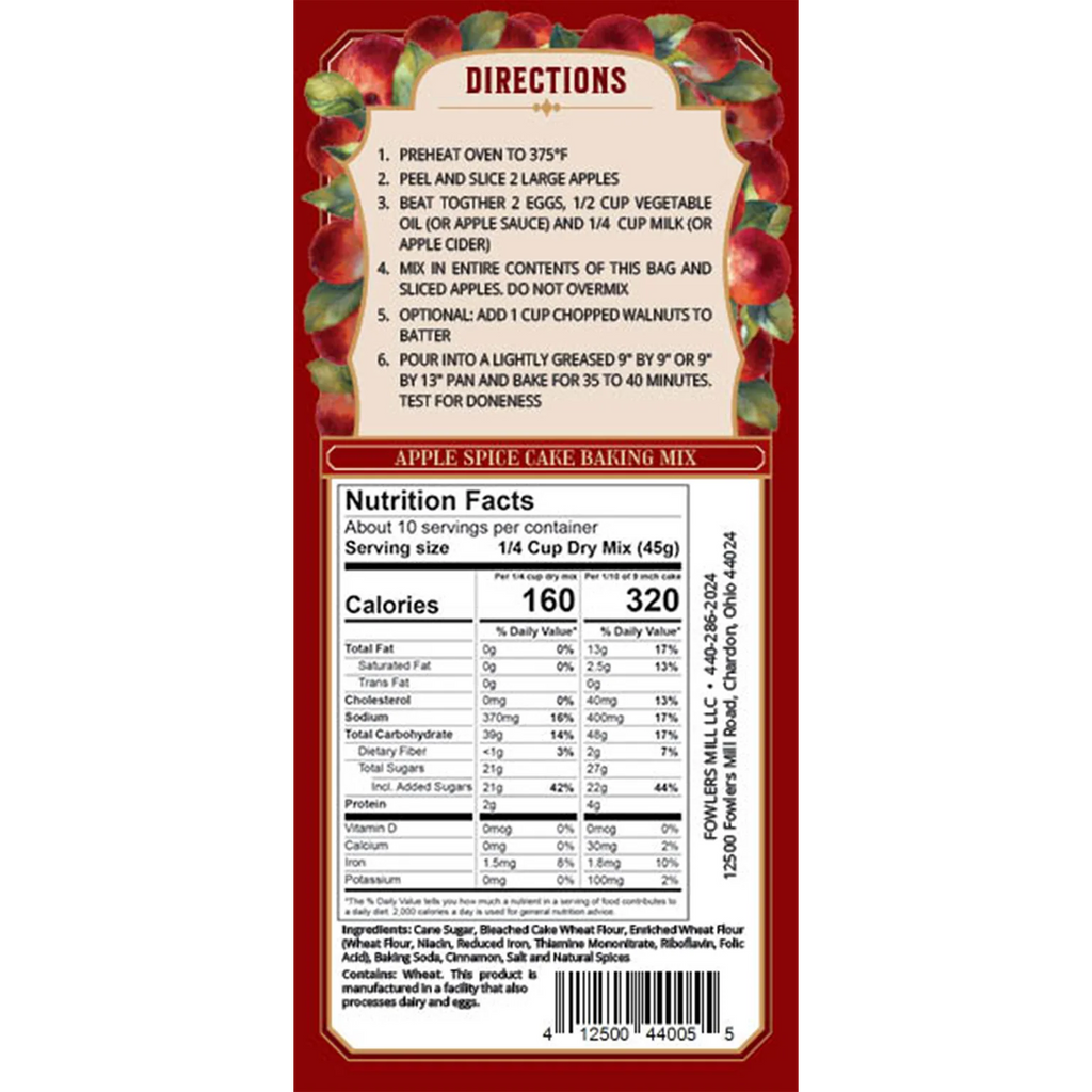 Fowler's Mill Apple Spice Cake Mix