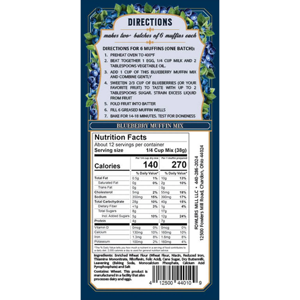 Fowler's Mill Blueberry Muffin Mix