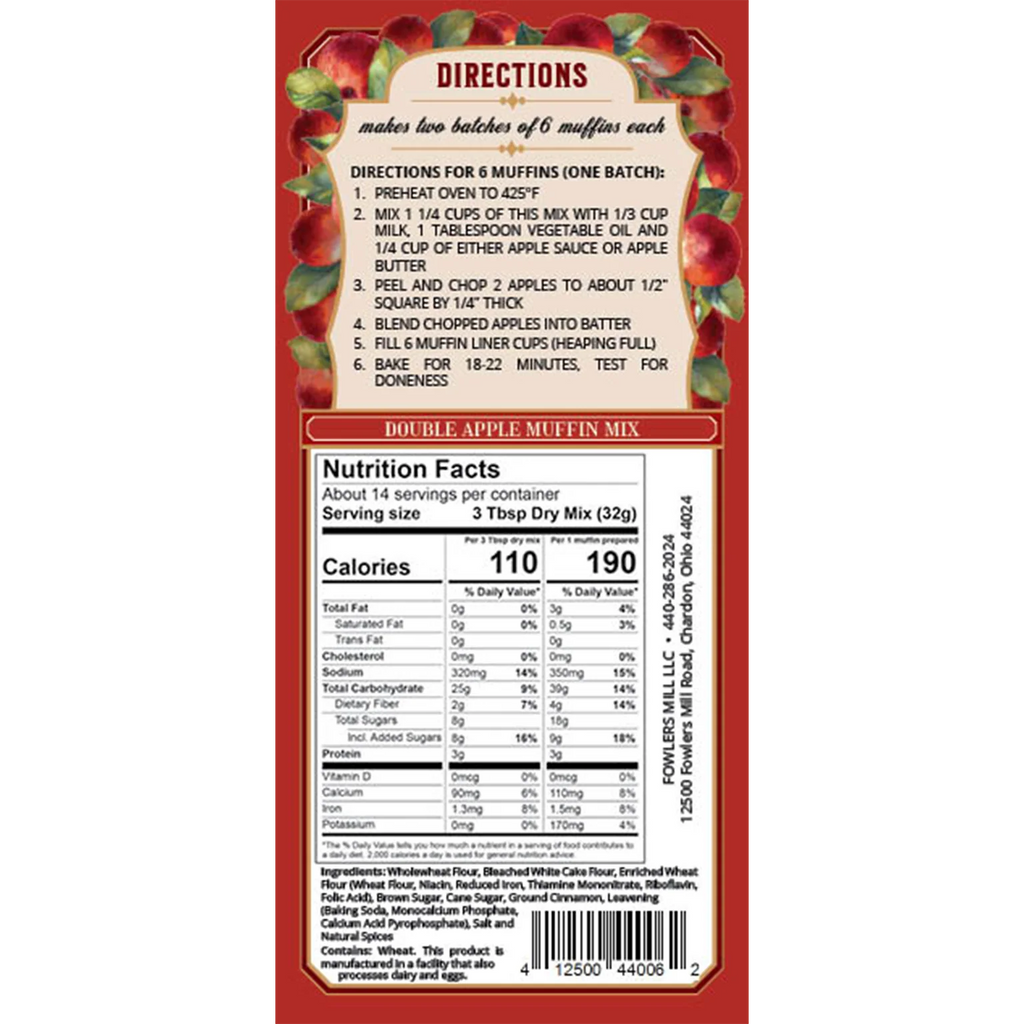 Fowler's Mill Double Apple Muffin Mix