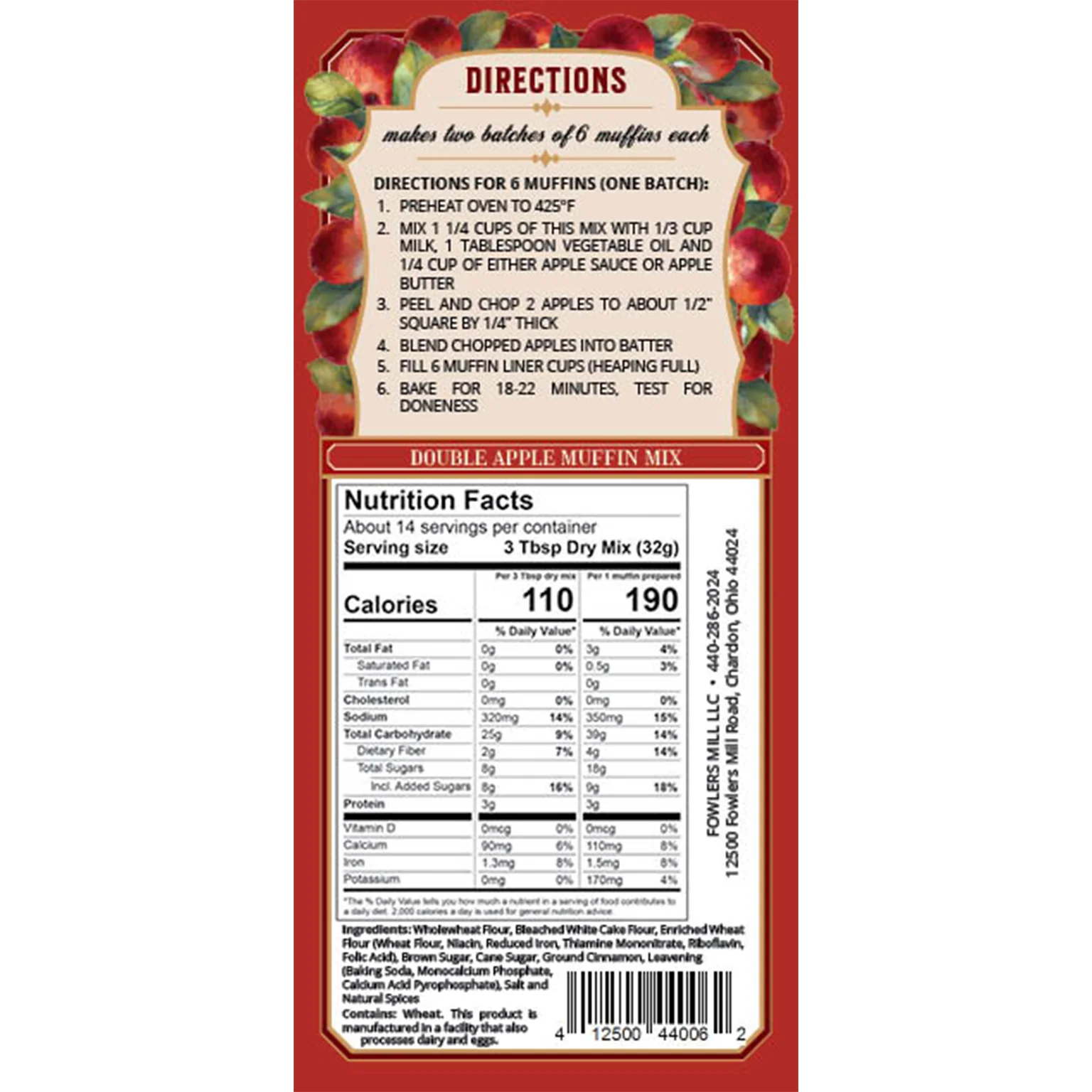 Fowler's Mill Double Apple Muffin Mix