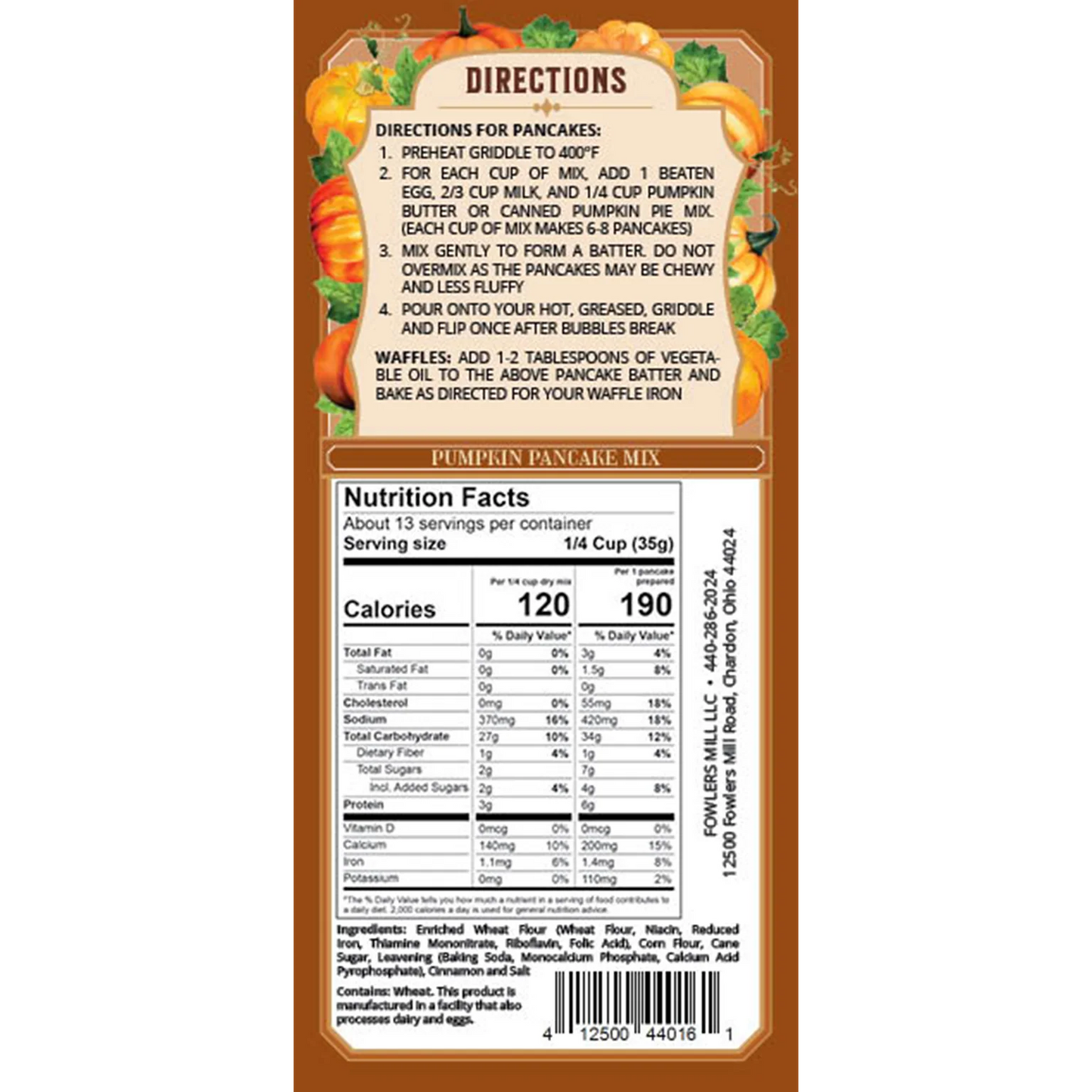 Fowler's Mill Pumpkin Pancake Mix