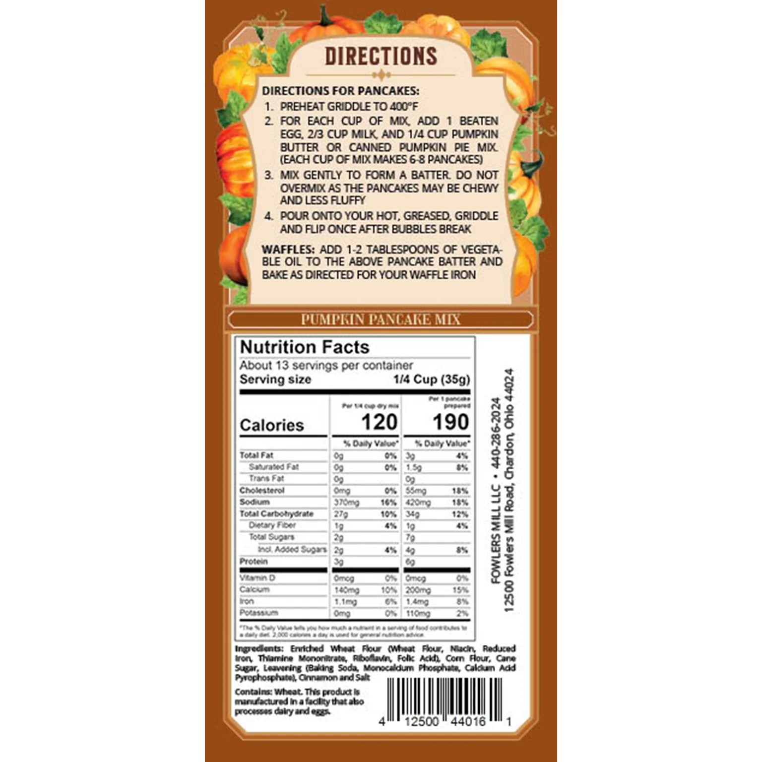 Fowler's Mill Pumpkin Pancake Mix