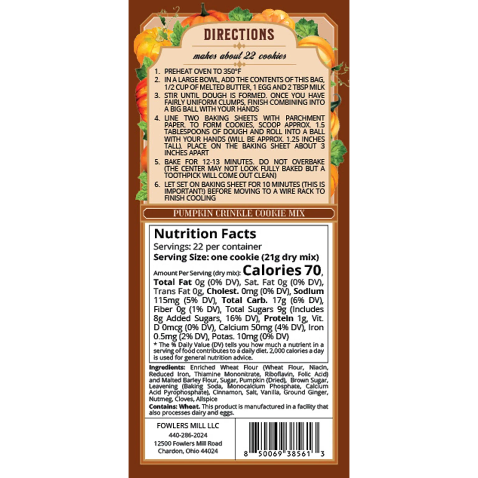 Fowler's Mill Pumpkin Cookie Mix
