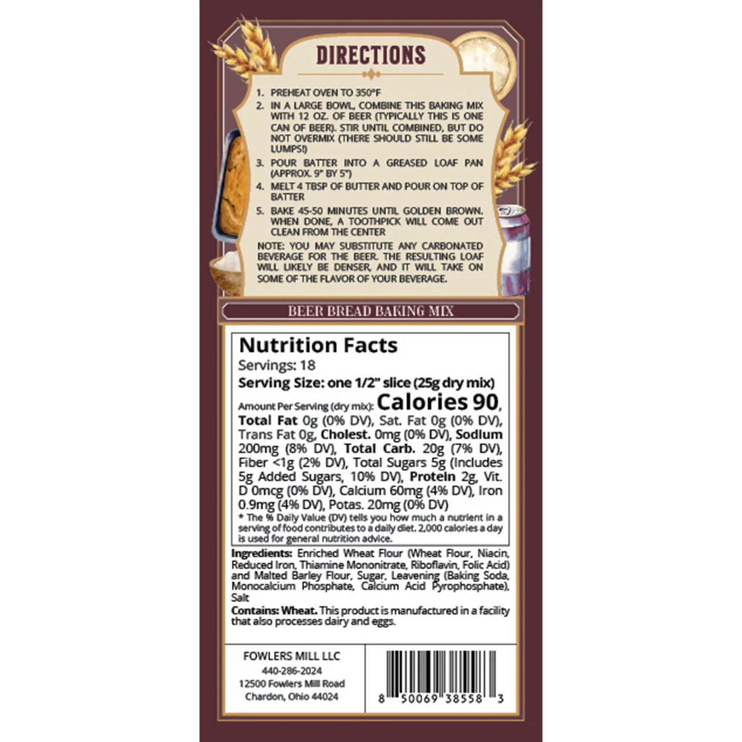 *NEW ITEM*  Fowler's Mill Beer Bread Baking Mix