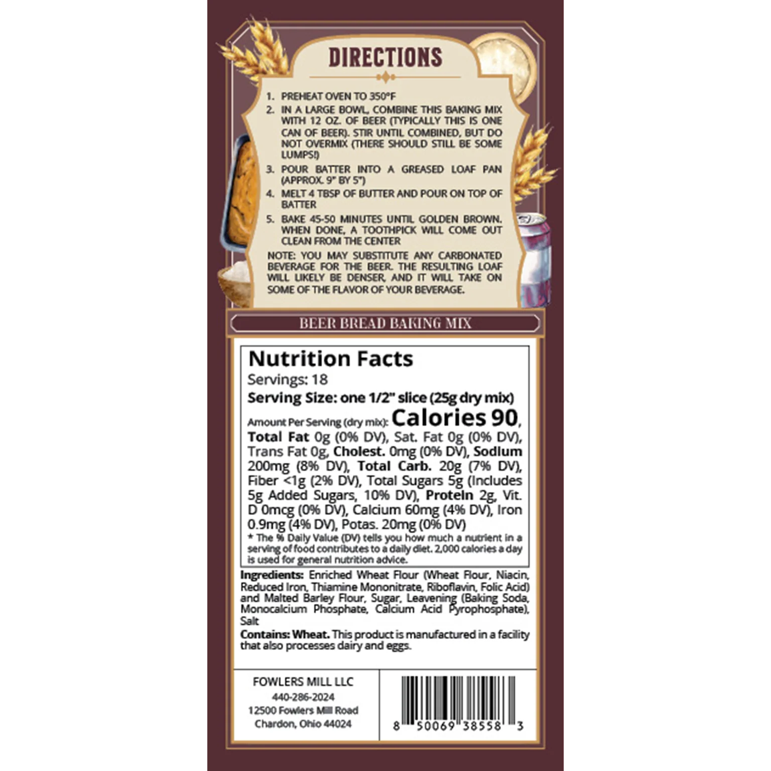 Fowler's Mill Beer Bread Baking Mix