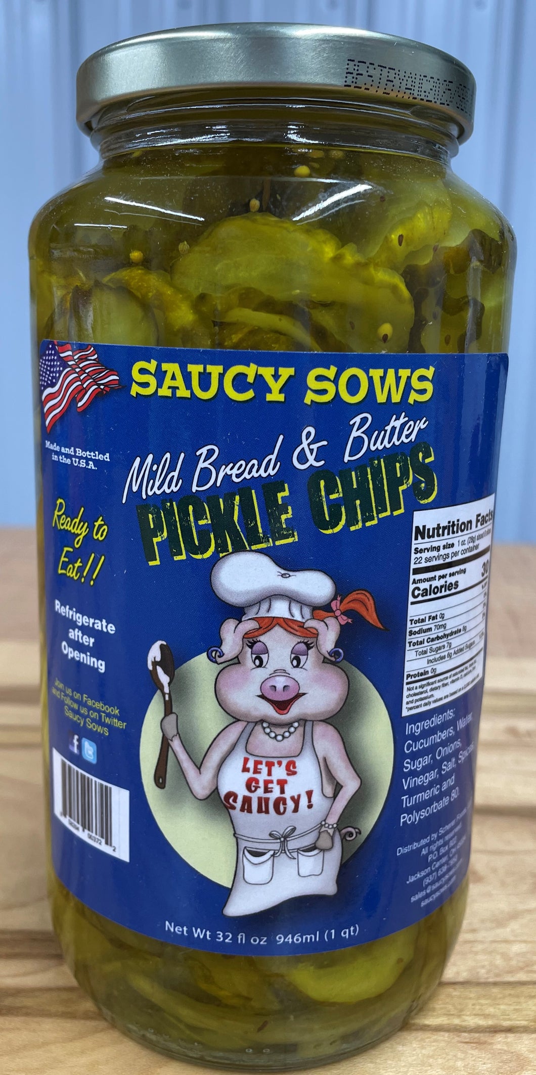 Saucy Sows Mild Bread & Butter Pickle Chips