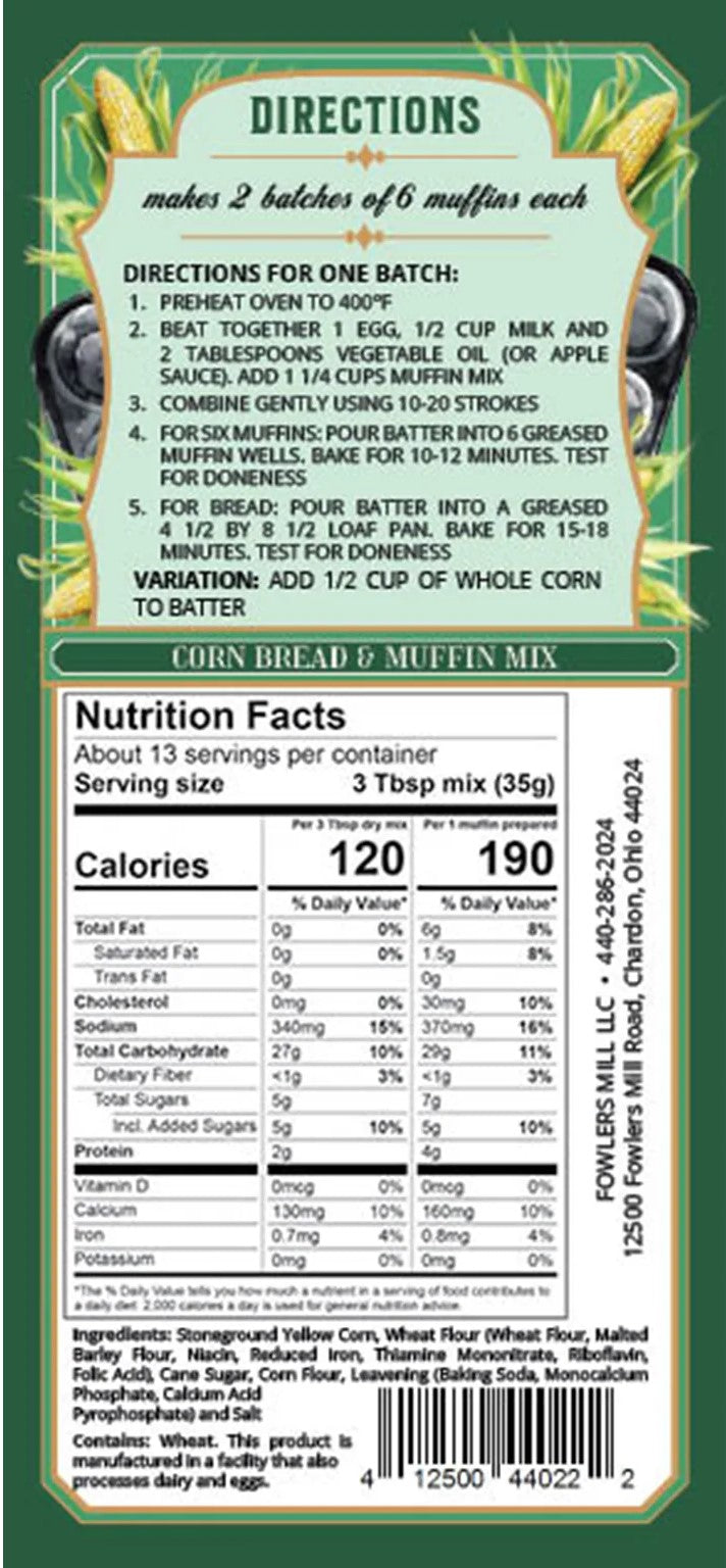 Fowler's Mill Corn Bread & Muffin Mix