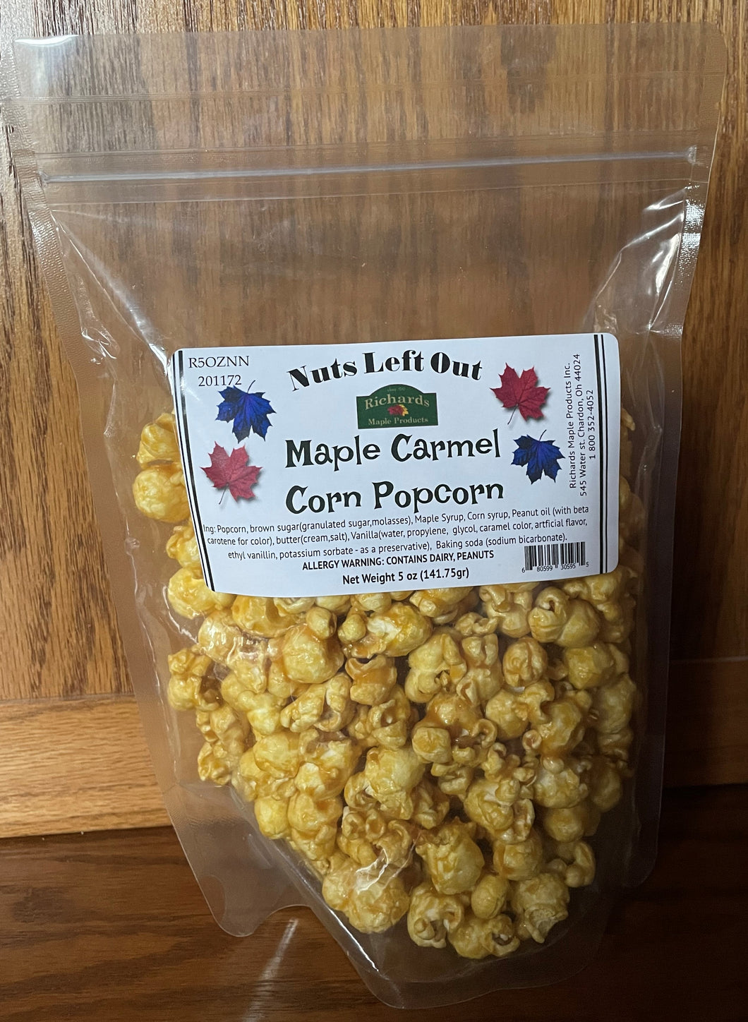 Maple Carmel Corn Popcorn-Nuts Left Out (5 oz.)